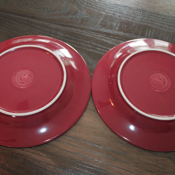 Longaberger Lunch Luncheon Plates Paprika Maroon Set of 2 - Picture 6 of 6